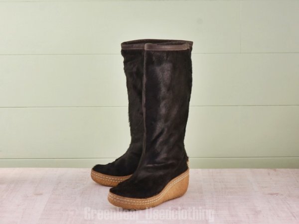 E189 ドイツ製 SALAMANDER ビンテージ レディースブーツ 黒 4.5 22.5cm拍卖