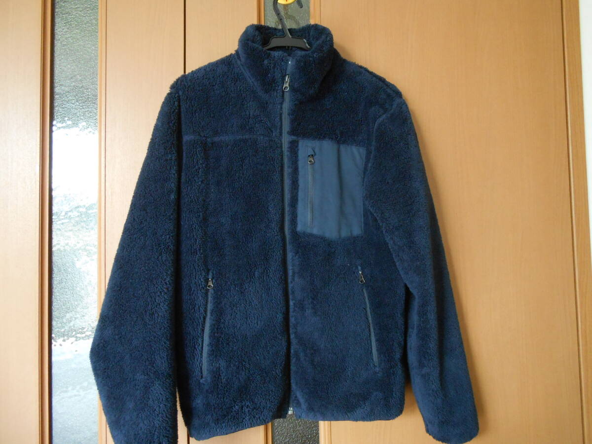 ユニクロ ボアフリースのジップアップジャケット ネイビー サイズS拍卖