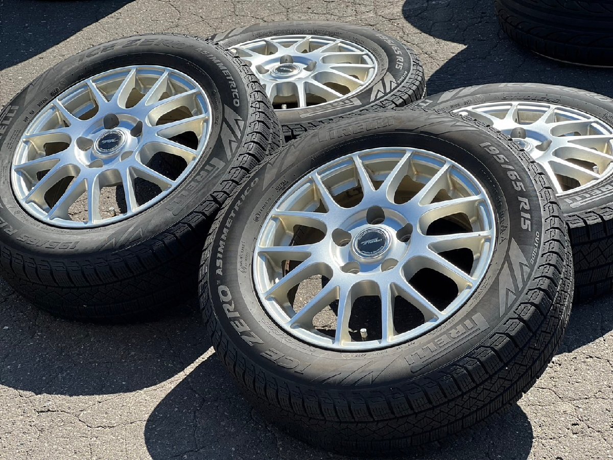 □ 9分山 ピレリ アイスゼロアシンメトリコ 195/65R15 23年製 スタッドレスタイヤ TOPRUN 15インチホイール 手渡し歓迎♪ 札幌 丘 T-2440★拍卖