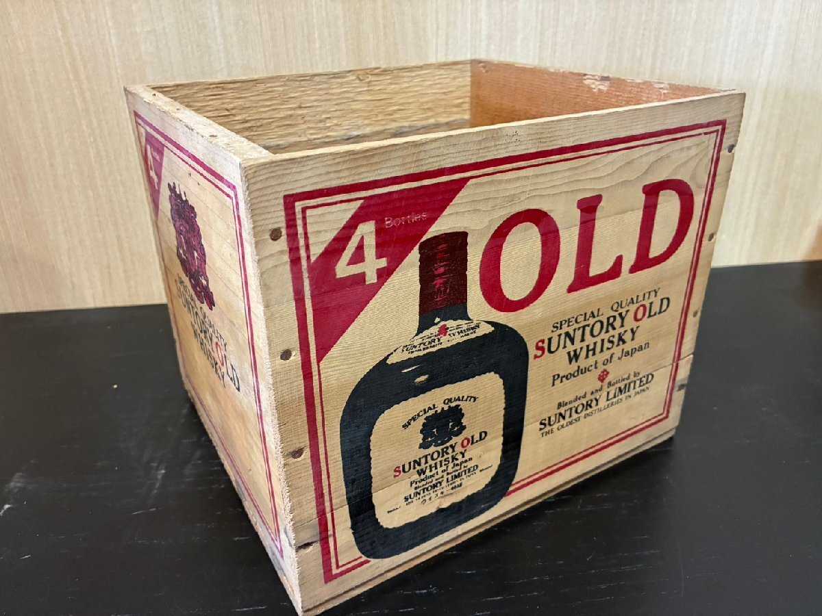 ★アンティーク SUNTORY OLD WHISKY サントリー ウイスキー オールド 木箱 空き箱 サイズ(約)幅25×奥22.5×H20㎝拍卖