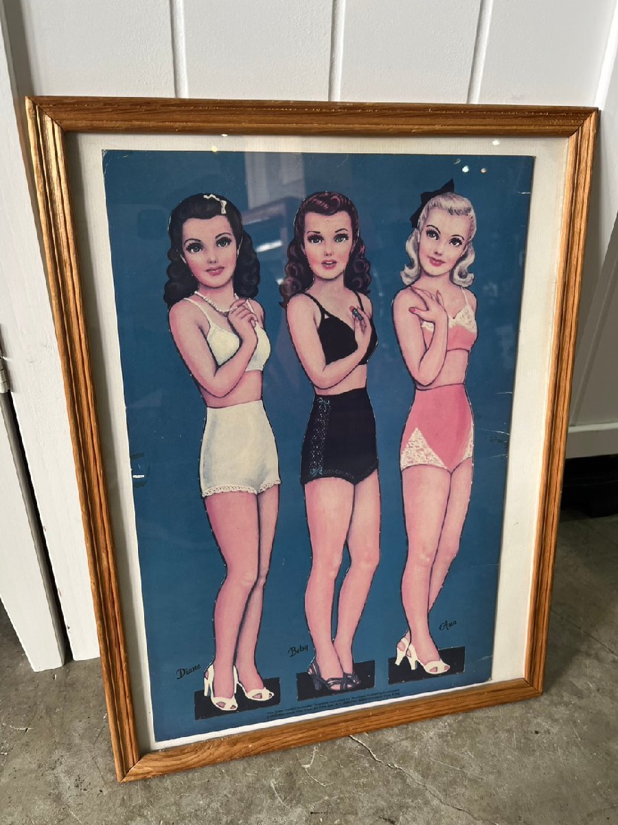 ★レア! ヴィンテージ! Glamour Girl 4 paper dolls ペーパードール ダイアン ベッツィー アン 版画 サイズ(約)幅25.5×H37㎝拍卖