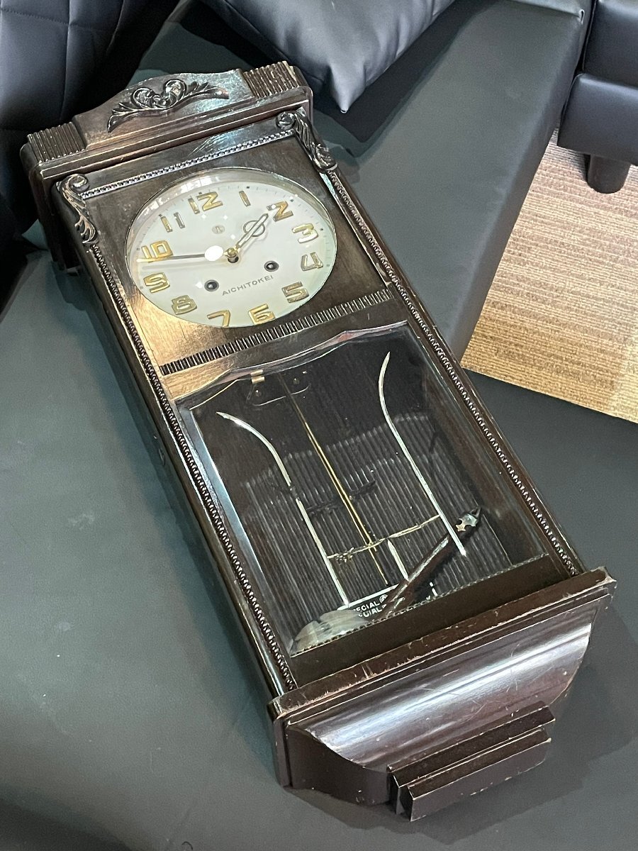 ★ 愛知時計 ヴィンテージ! ぜんまい式 ボンボン時計 振り子時計 アンティーク 日本製 サイズ(約)全長74.5×幅30×奥行き15cm ※ジャンク※拍卖