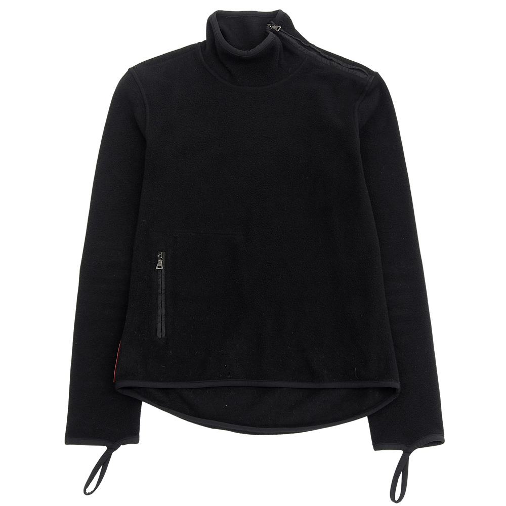 PRADA SPORTS プラダ スポーツ ロゴプレート フリース プルオーバー ジャケット ショルダーZIP トップス レディース ブラック S 00’s 初期拍卖