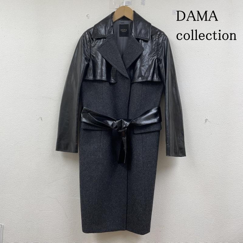 ダーマコレクション トレンチ 切り替え ロング コート ジャケット カシミヤ混 本革 ベルト付き 牛革 カウレザー 9号拍卖