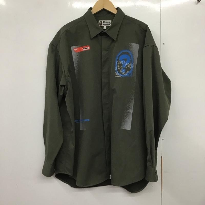 A BATHING APE L アベイシングエイプ シャツ、ブラウス 長袖 長袖シャツジャケット ミリタリーシャツ フロントボタン 10141378拍卖