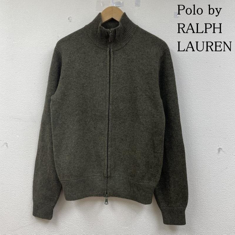 ポロバイラルフローレン 90s ウール ジップアップ ニット セーター 長袖 ダブルジップ 無地 エルボーパッチ カウレザー S拍卖