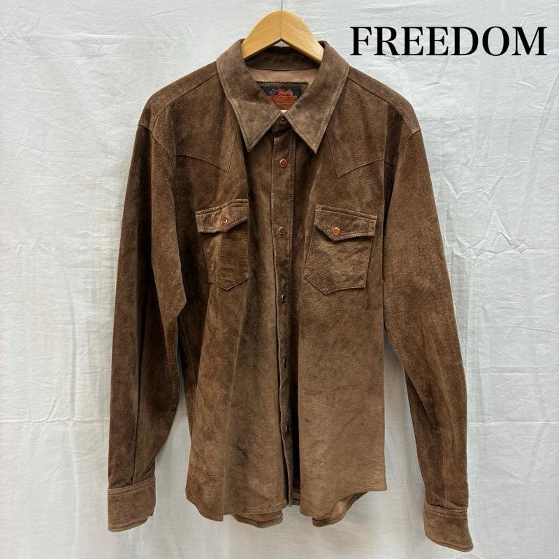 ヴィンテージ FREEDOM Leather Company by Cozy ピッグスキン 豚革 レザー ウエスタン シャツ 44拍卖
