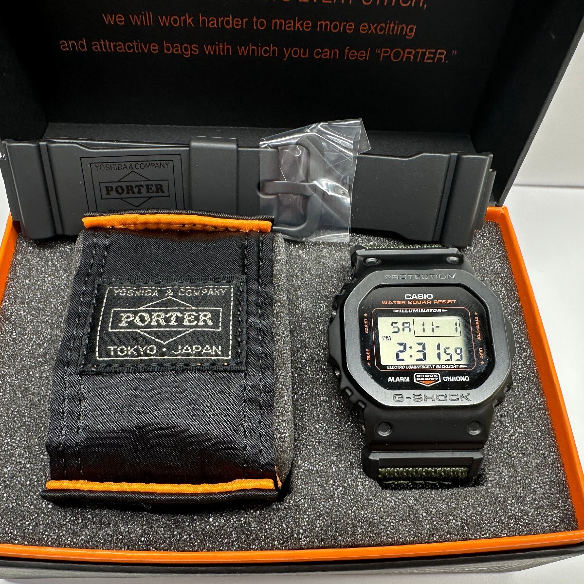 稼働品 CASIO カシオ G-SHOCK GM-5600EY PORTER ポーター コラボ 替えベルト拍卖