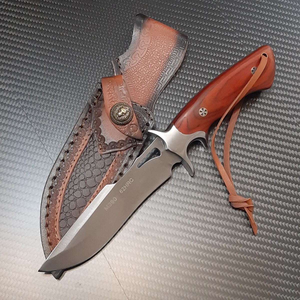 M390鋼 サバイバルナイフ 全長267mm 高級シース付き拍卖