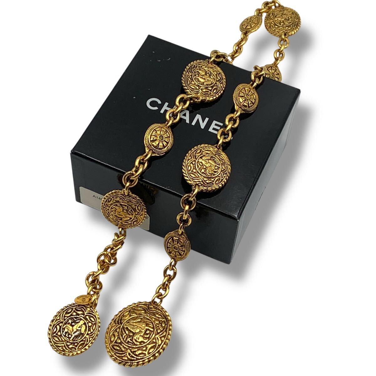 1円 CHANEL シャネル ベルト チェーン ゴールド アクセサリー メダル ヴィンテージ 刻印 コメ有 箱付拍卖