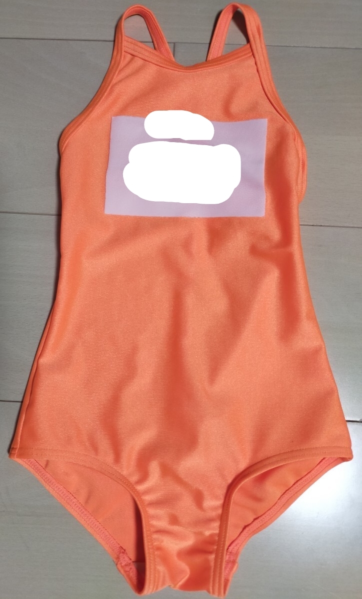 110サイズ 競泳水着 オレンジ 橙 女の子用 レディース 水泳 スイミング クリーニング済 ハイカット レア 希少 即決拍卖