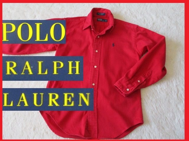 Polo Ralph lauren ポロラルフローレン コットン100%長袖シャツ USED Mサイズ 少し厚手 ヴィンテージ レトロ レディース拍卖
