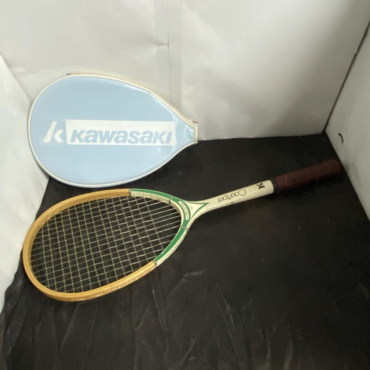 KAWASAKI 木製テニスラケット Courtpet カワサキ 当時物 ヴィンテージ アンティーク レトロ拍卖