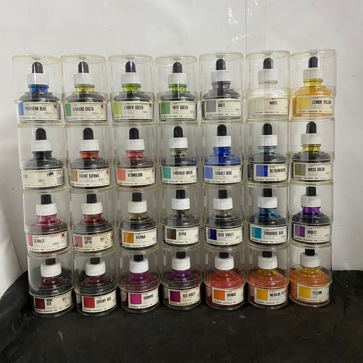 長期保管品 HOLBEIN DRAWING INK カラーインク 28個セット ジャンク ホルベイン拍卖