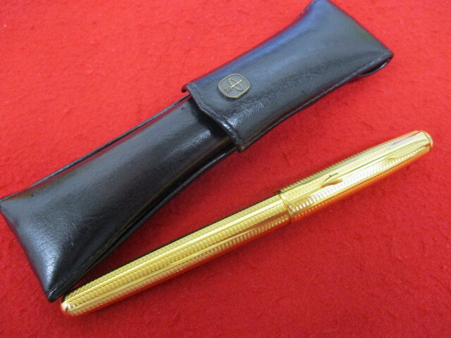 【11870】★パーカー PARKER★万年筆 ペン先18K刻印 / ソネット SONNET ⅢY (専用ペンケース付き) 金色 ゴールド色拍卖