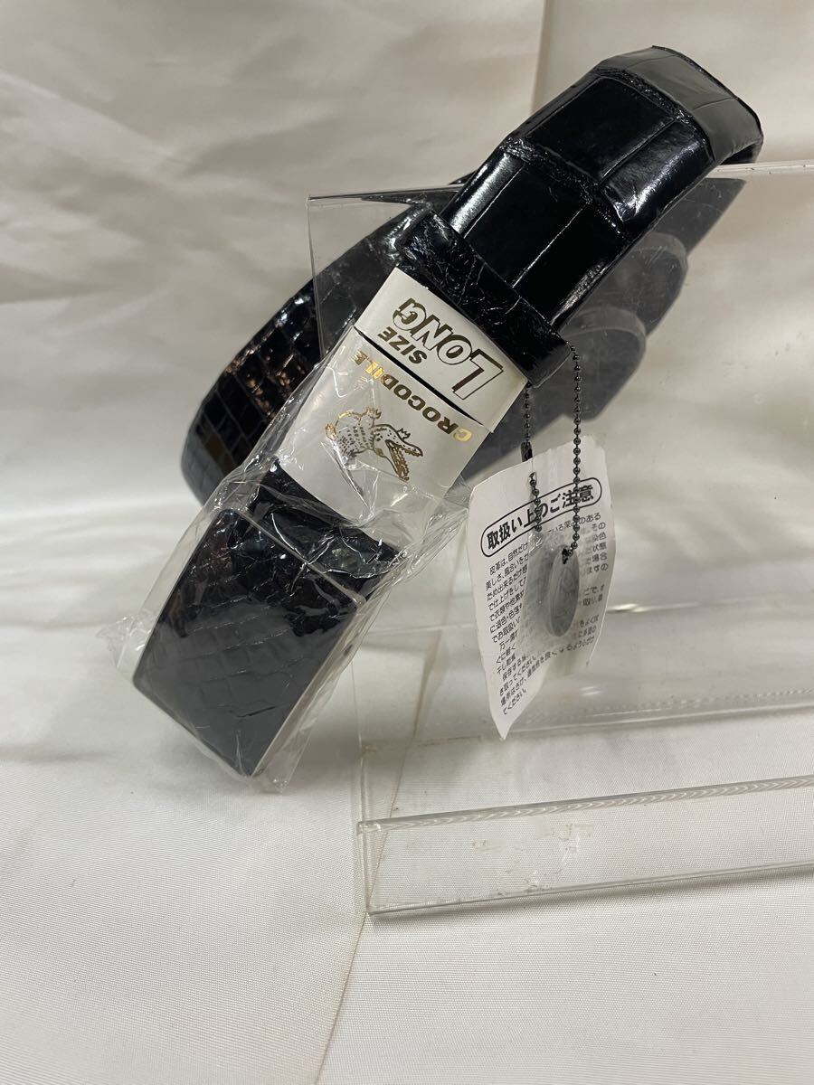 クロコダイル 黒 ロングベルト ブラック 無双 本革 JRA 日本製 ベルト拍卖