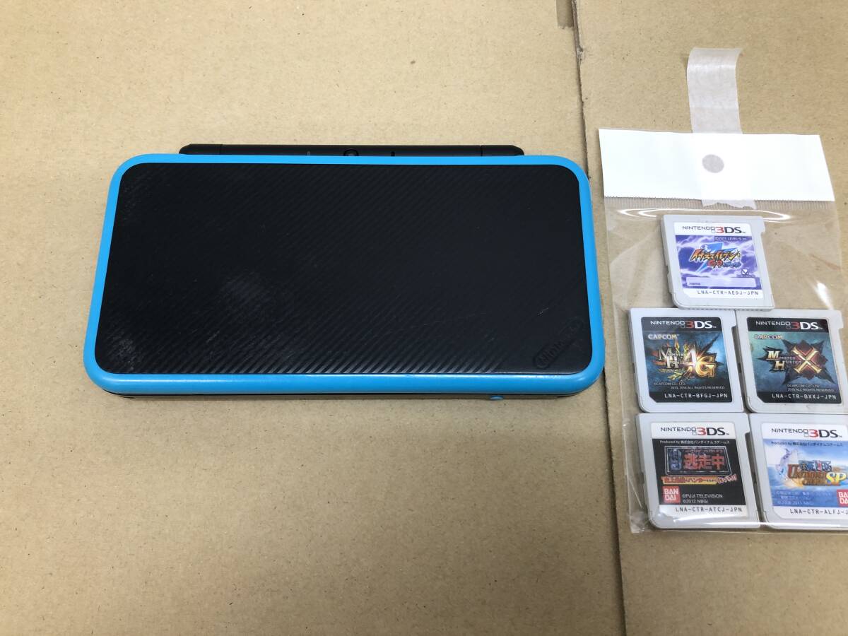060K3069★Newニンテンドー2DS LL ブラック×ターコイズ Nintendo モンスターハンター 4G X イナズマイレブンGOダーク/ジャンク拍卖