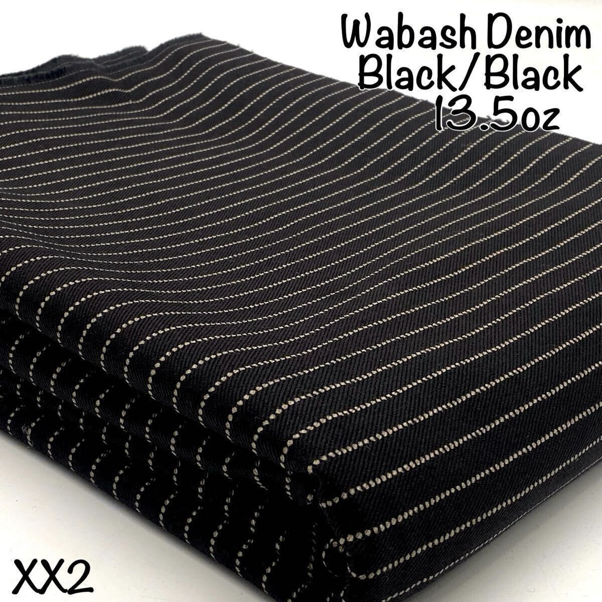 XX2 ウォバッシュデニム 3m 13.5オンス ブラック ストライプ ドット 左綾 綿100% ハンドメイド アメカジ 岡山産デニム 日本製 拍卖