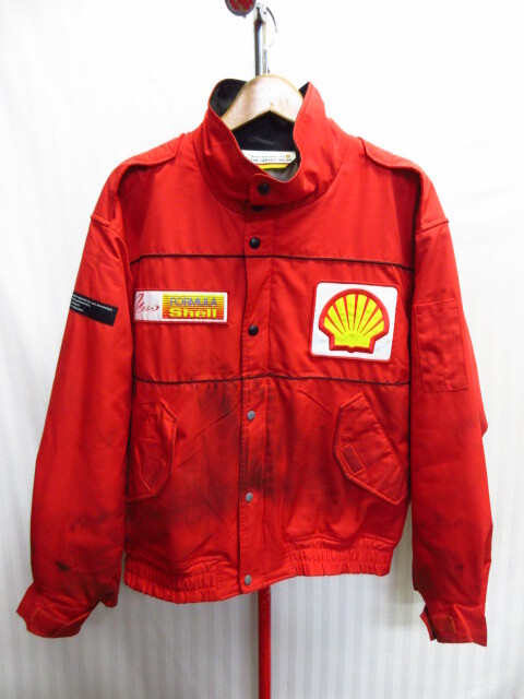 SHELL シェル石油 中綿ジャンパー メンズL ワークジャケット 作業着ウエア 保温防寒ジャンパー 裏キルティング地ブルゾン 赤 10282拍卖