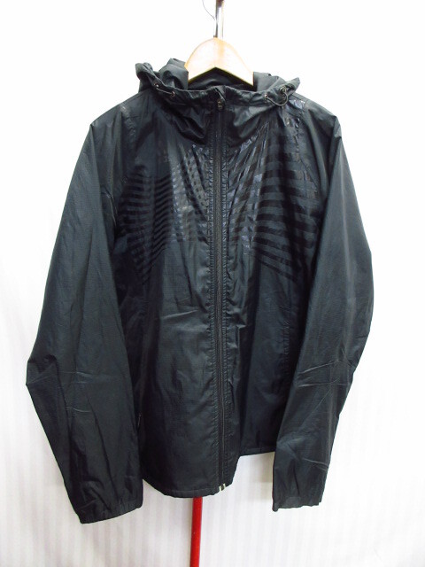 アディダス 中綿ナイロンパーカー メンズO XL LL 黒 オールブラック フード付きウインドブレーカー 保温防寒ジャンパー フーディー10311拍卖