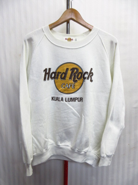 ハードロックカフェ 90sヴィンテージ トレーナー メンズL 白 スウェットトレーナー ロック 音楽 スウェットジャージトップ 11042拍卖