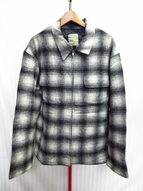ユニクロ 90sヴィンテージ 裏キルティング地ウールジャケット メンズXL LL オンブレチェック柄カバーオール ウールシャツ ブルゾン10222拍卖