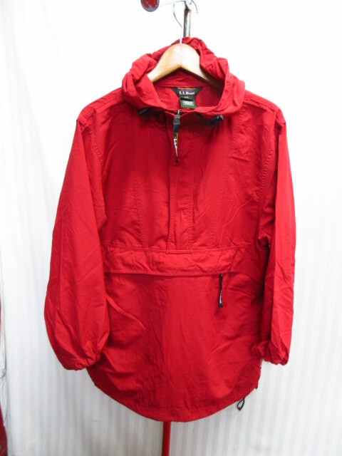 LLBEAN 90s00sビンテージ アノラックパーカー メンズS 赤 フード付きウインドブレーカー マウンテンパーカー アウトドアフーディー11062拍卖