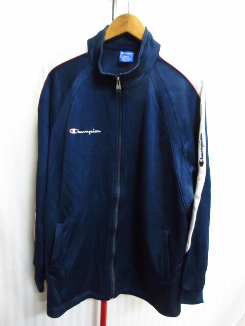 チャンピオン ジャージトップ メンズO XL LL 紺赤白 ロゴ刺繍トラックジャケット トラックトップ スポーツジャケット ブルゾン 11074拍卖