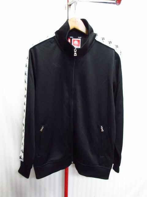 KAPPA カッパ ジャージトップ メンズL 白黒ラインデザイン トラックジャケット スポーツブルゾン トラックトップ 11072拍卖