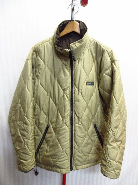AIGLE エーグル キルティングジャケット 中綿ジャンパー メンズL 茶ベージュ リバーシブル ライナージャケット 防寒保温ブルゾン11182拍卖