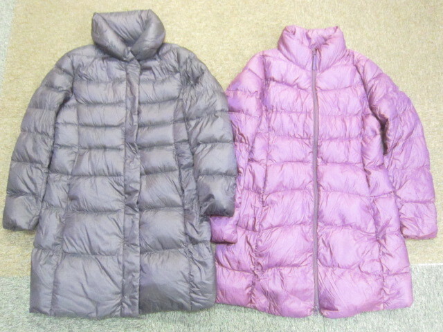 ユニクロ ウルトラライトダウンコート 2枚セット SIZE L 紫系 軽量ダウンジャケット コンパクトダウンジャンパー 保温防寒ウエア12009拍卖