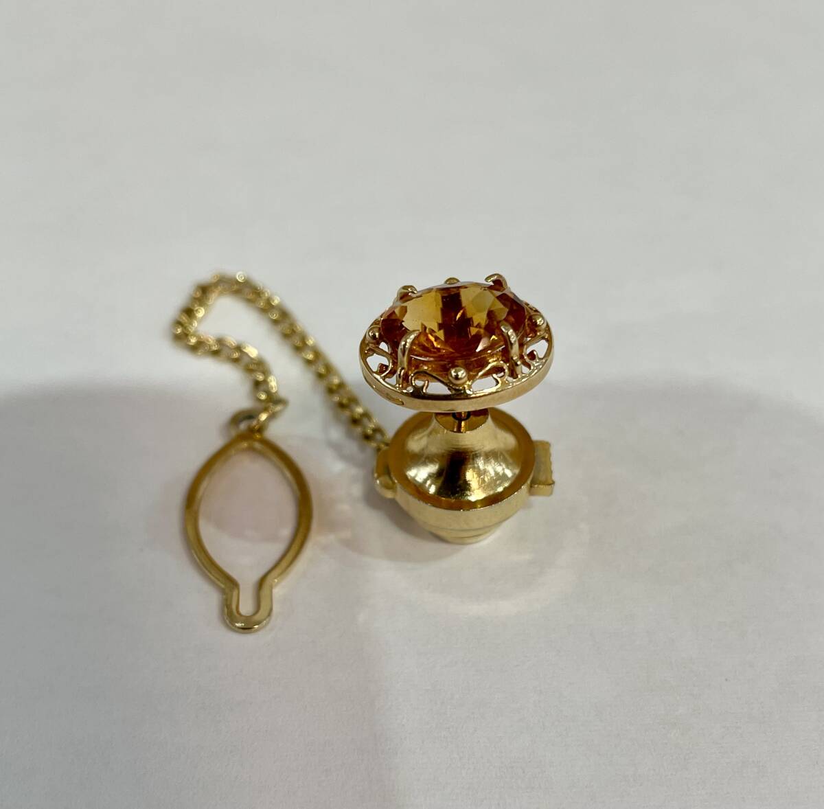 【美品】K18 刻印 シトリン タイピン タイタック カフス 重量4.5g拍卖