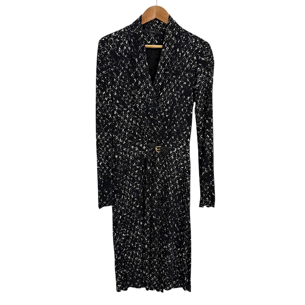 美品 GUCCI グッチ 総柄 長袖 カシュクールワンピース サイズM ブラック拍卖