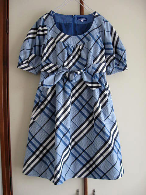 バーバリーブルーレーベル チェック柄リボンベルト付ワンピース 36拍卖