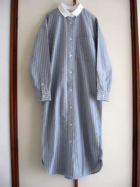 無印良品 ストライプ柄コットンシャツワンピース XS~Sサイズ拍卖