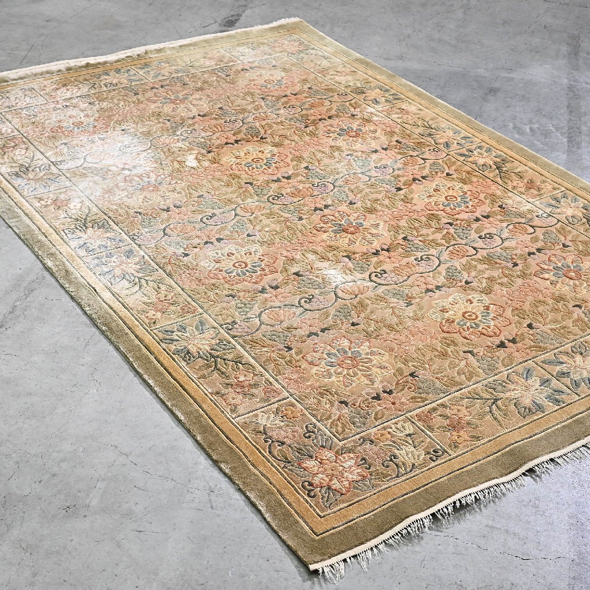 ビンテージ風 花柄ラグ フラワー カーペット 絨毯 リビング 応接間 クラシカル アンティークスタイル 寝室_ペルシャ パキスタン 緞通拍卖