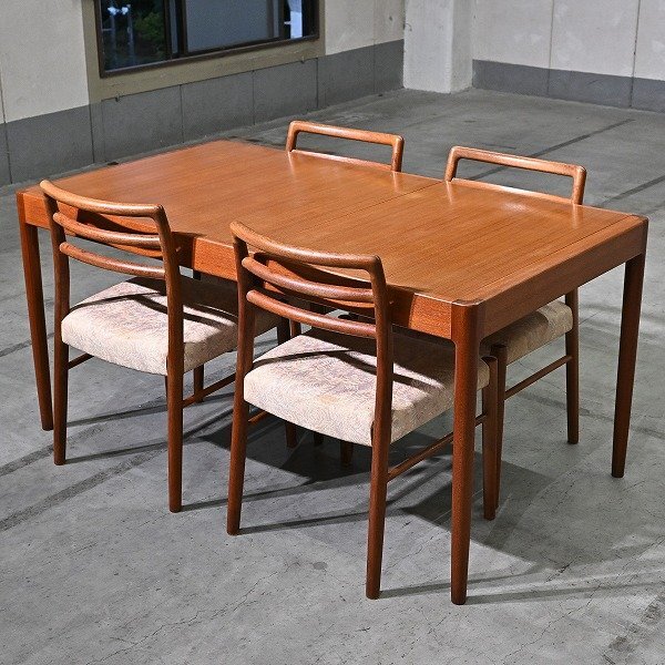 青林製作所「Tiffany」ダイニングセット チーク 無垢材 テーブル 伸長式 一人掛け チェア 椅子 リビング 食卓 ナチュラル ティファニー拍卖