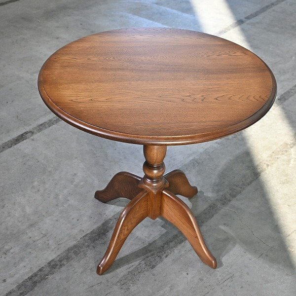 葉山家具 13万「カンタベリー」カフェテーブル オーク無垢材 ダイニング ラウンド 丸 円卓 北欧スタイル ガーデン クラシック クラシカル拍卖