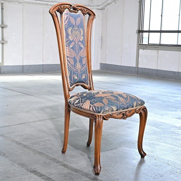 最高級 39万 CL italia ハイバックチェア マホガニー材 猫脚 彫刻 ダイニング リビング アールヌーボー様式 クラシカル シーエル・イタリア拍卖