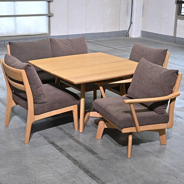 浜本工芸 69万 ダイニング5点セット ナラ無垢材 テーブル チェア ベンチ ナチュラル 食卓 北欧スタイル 作業机 オーク 楢 HAMAMOTO_ウニコ拍卖