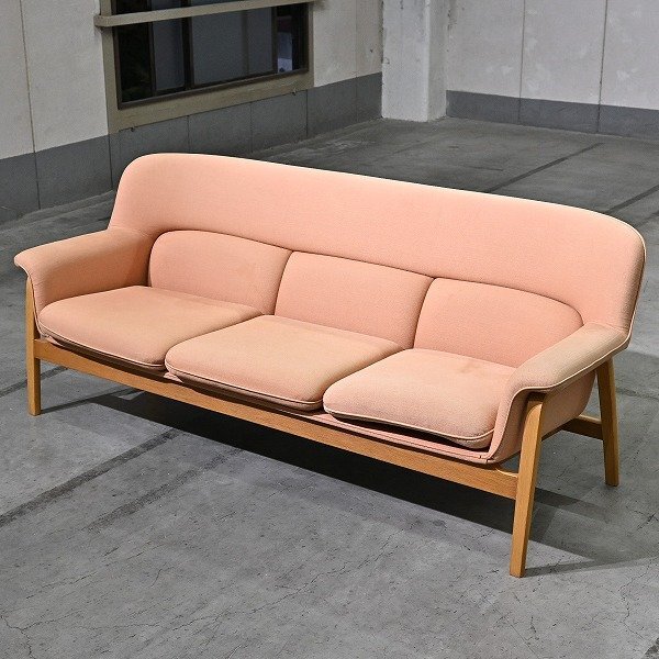 天童木工 36万「チェントロ」3シーターソファ 3P トリプル オーク材 プライウッド 成形合板 リビング 客間 ロビー Tendo Centro _ 剣持勇拍卖