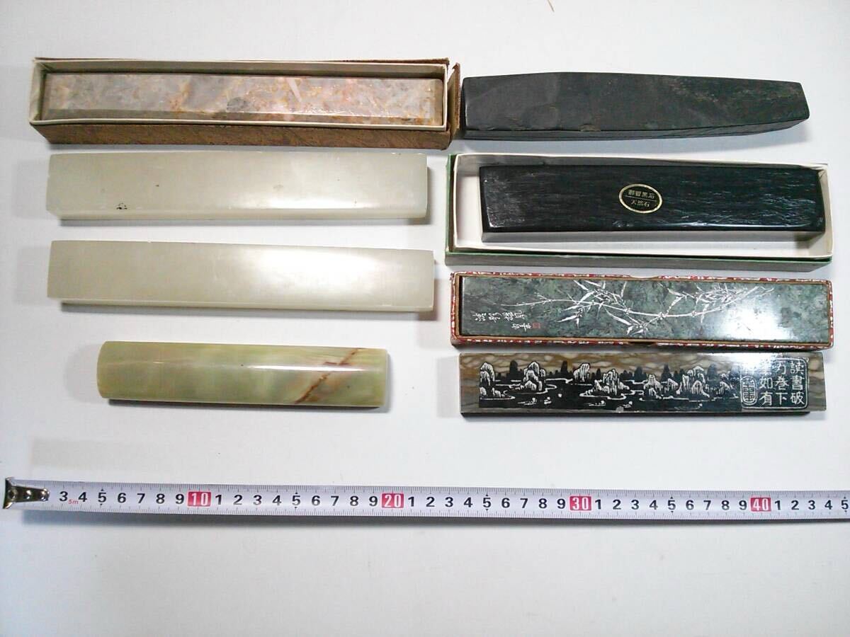 ◆天然石の文鎮8点◆天然大理石◆オニキス◆瑪瑙◆那智黒石◆伝統工芸◆書道◆拍卖