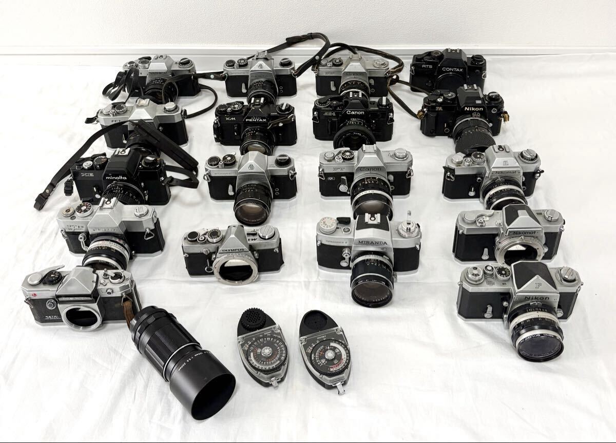 《昭和レトロ》一眼レフカメラ まとめて 18台 コンタックス Nikon キヤノン など【ジャンク品】です。拍卖
