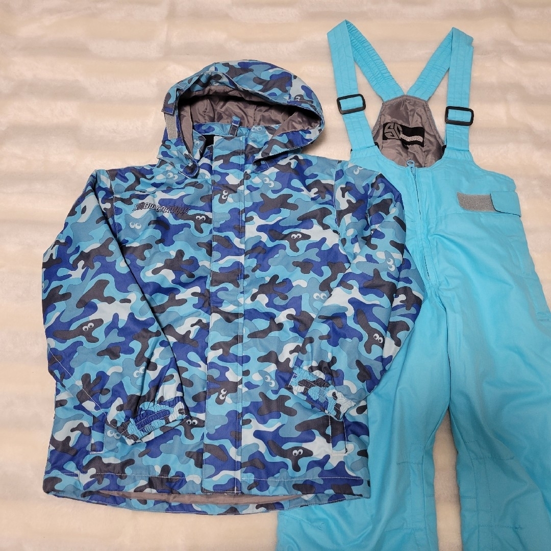 120cm【美品】SNOW CARVING スキーウェア 上下セット カモフラ拍卖