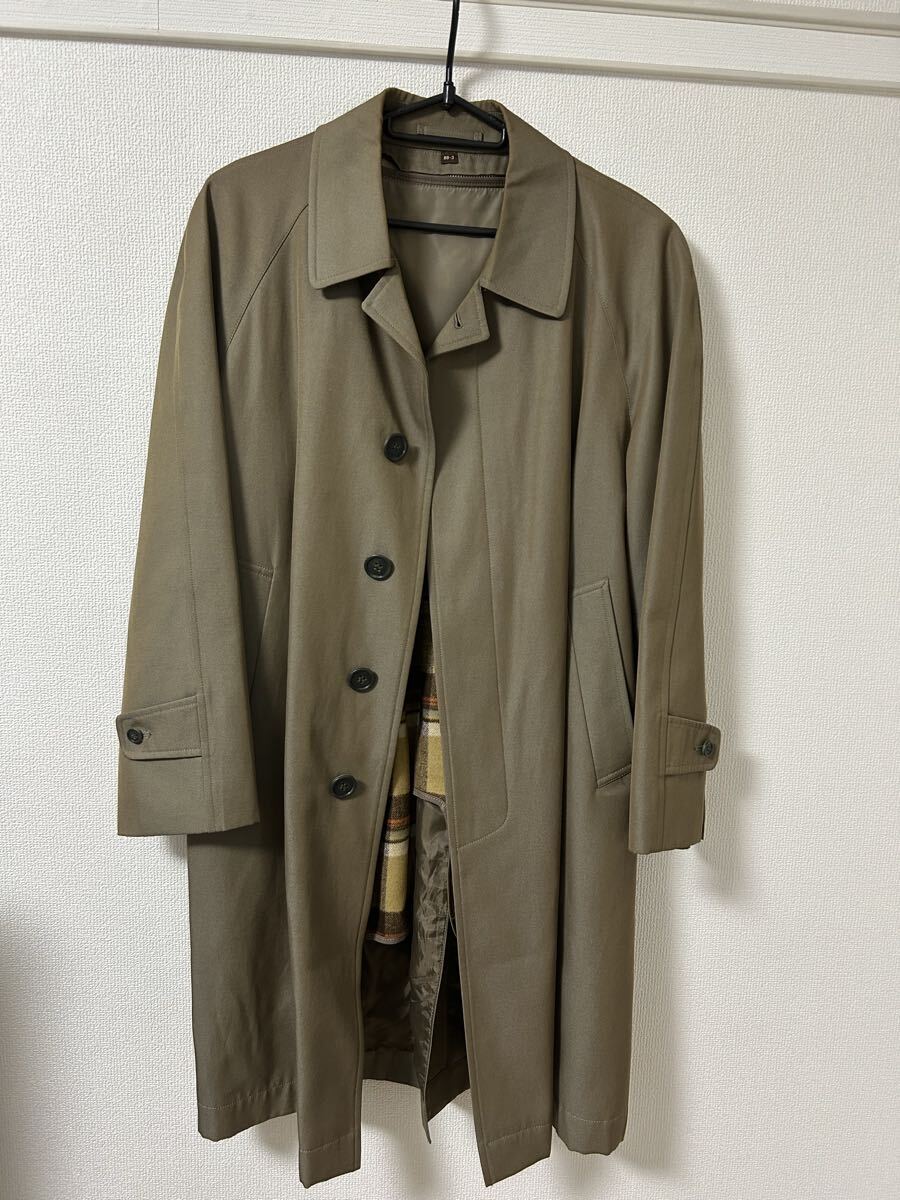 起毛ライナー付き ステンカラーコート トレンチコート カーキ拍卖