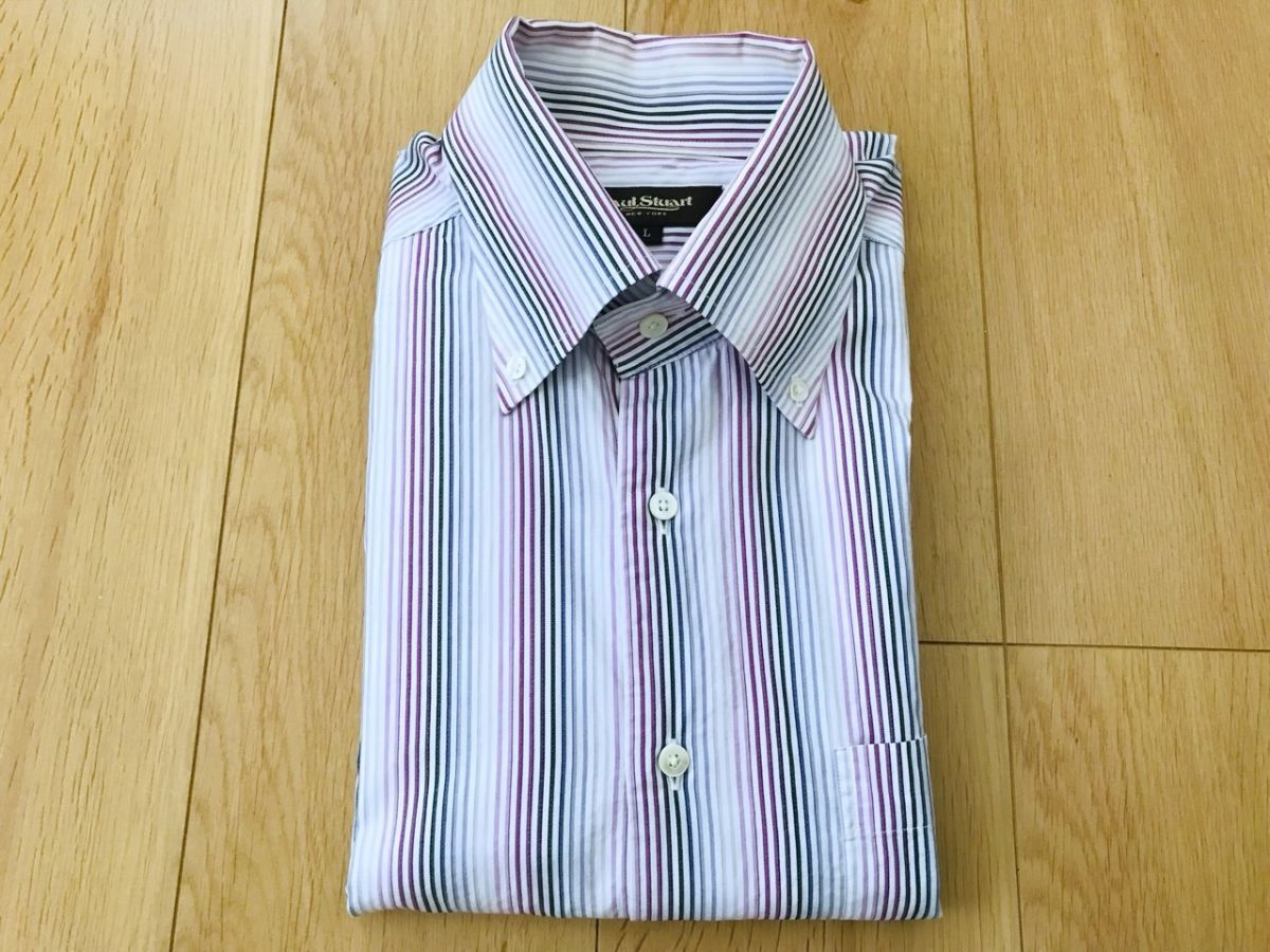 ポールスチュアート*マルチストライプBDシャツ*L拍卖