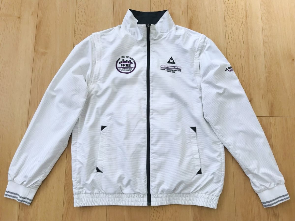 【良品】ルコックスポルティフ*2WAYドライジャケット*白×グレー*LL拍卖