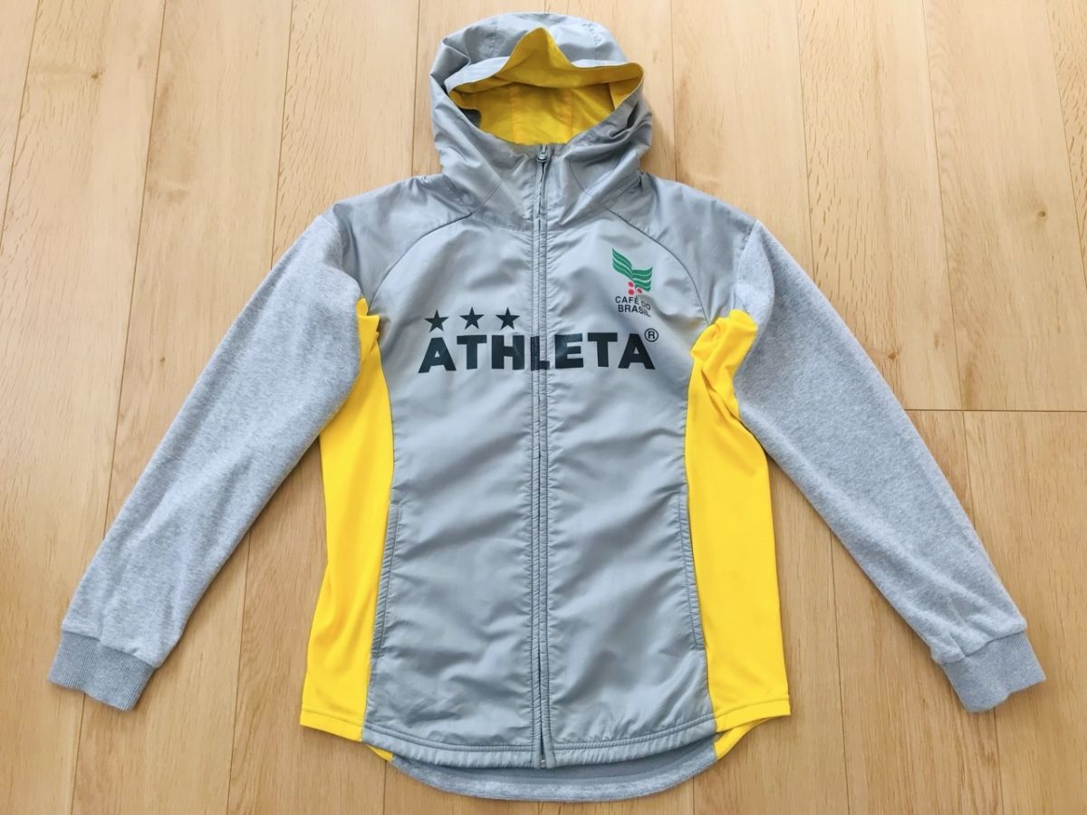 【美品】ATHLETA アスレタ*切替スウェットパーカ*グレー×イエロー*M拍卖