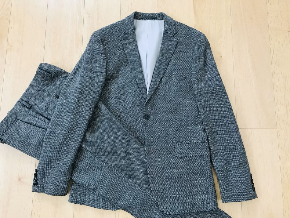 【良品】ヒューゴボス*ウールスーツ*グレー系*US-36R拍卖