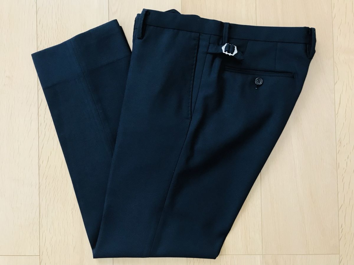 【美品】ナノユニバース*起毛ウールテーパードパンツ*濃紺*L拍卖